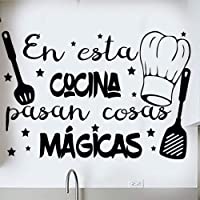 Docliick® Frase Vinilo para cocina o restaurante&quot-EN ESTA COCINA PASAN COSAS MÁGICAS&quot- Pegatina pared frases decorativas…